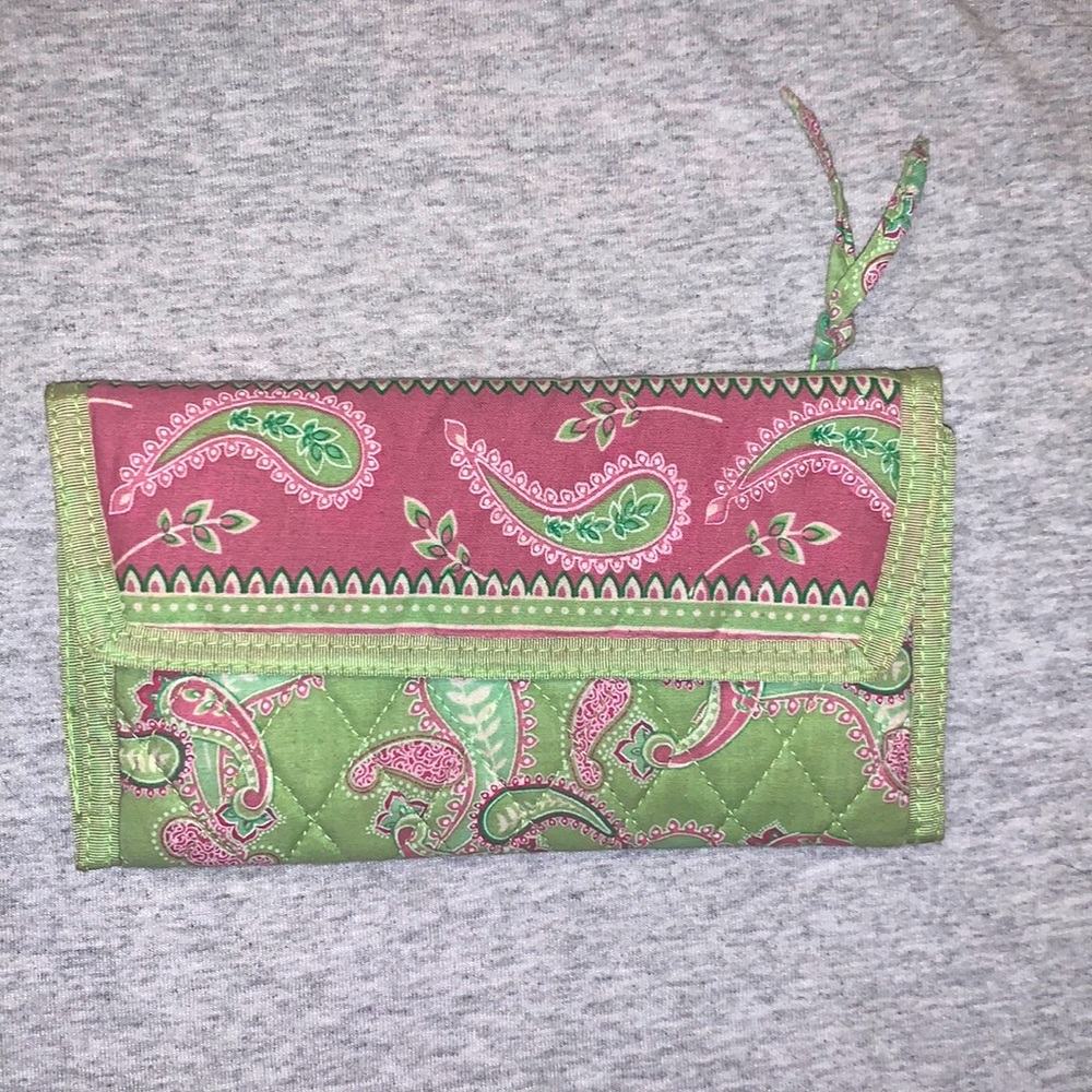 Tanya Lee pink green paisley quilted wallet
